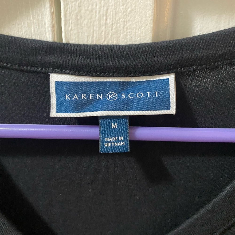 Karen Scott black Tie-hem Top